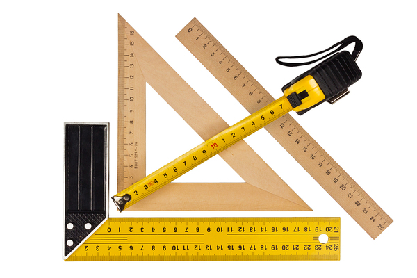 Different types of measuring rulers.